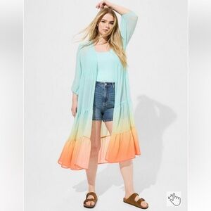 🧡TORRID NWT CHIFFON TIERED OMBRÉ KIMONO SIZE 3X (22/24)